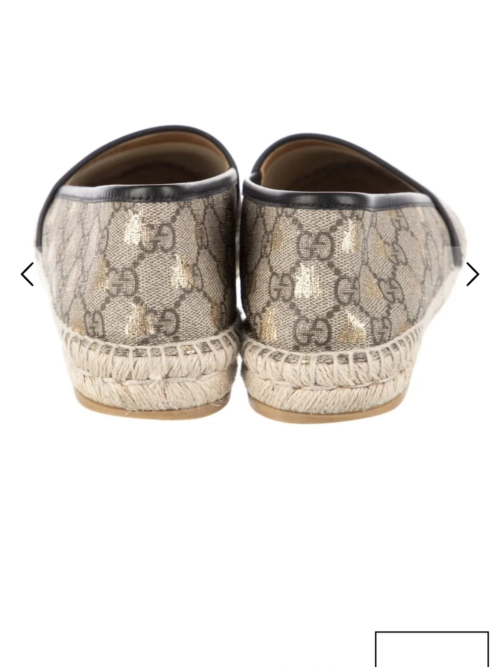 Gucci Beige GG Canvas Espadrille with Black Trim
